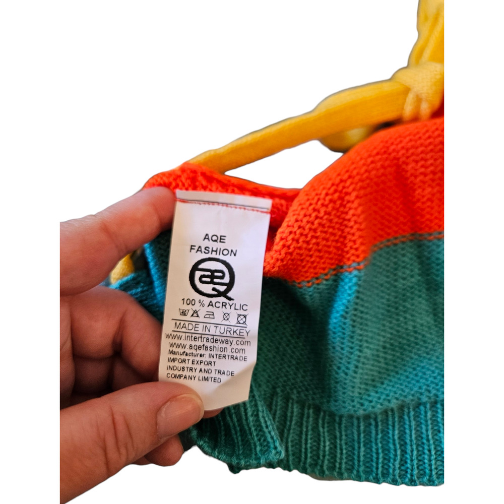 AQE Fashion Medium Multicolor Striped Cropped Halter Top - Picture 3 of 6